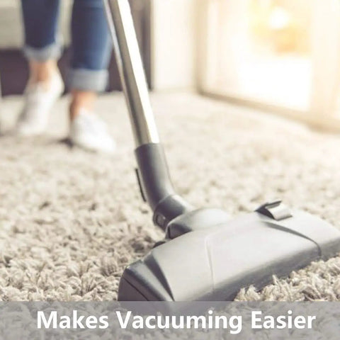 Vacuuming carpet over Stay Put Non Slip Area Rug Pad Gripper 5x8 Feet With Strong Grip For Area Rugs And Hardwood Floors Providing Protection Cushion And Confidence In High Traffic Rooms