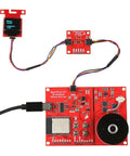 IoT Brushless Motor Driver with ESP32 and TMC6300 Three Phase Control and sensors on a red PCB, measuring 2.40 by 3.35 inches.