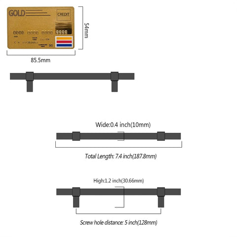 Dimensions of Matte Black Cabinet Pulls 5 Inch 128mm Hole Centers Set Of 10 Durable Metal Construction for furniture renovation