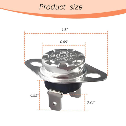 High Temperature RV Furnace Limit Switch 190 Fahrenheit Replacement Part 31091 dimensions diagram.