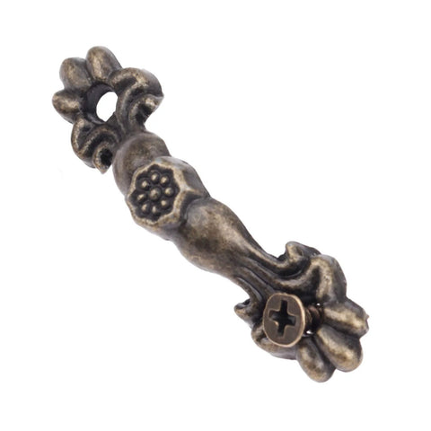 Bronze Vintage Drawer Pulls Set Of 10 Pcs Antique Floral Handle with Screws, small mini size for gift boxes and craft chests
