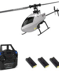 C129 V2 4 Channel RC Helicopter Easy To Fly With 6 Axis Gyro, remote control, and three batteries displayed
