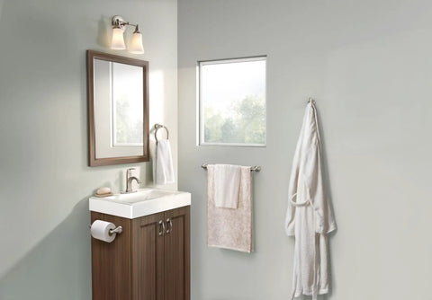 Wellton Brushed Nickel 4 Piece Bathroom Accessory Set With Towel Bar Towel Ring Robe Hook And Pivoting Toilet Paper Holder