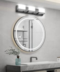 Three Light Black Dimmable LED Vanity Light For Bathroom Up And Down Wall Fixture Over Mirror With Frosted Acrylic Shade 6000K Cool White