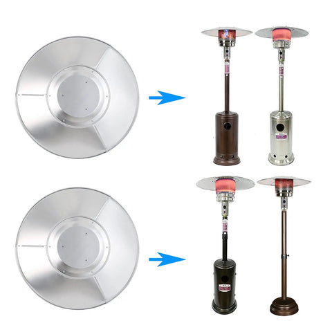Patio Heater Reflector Shield Top Aluminum Dome For Outdoor Propane Heaters 33 Inch Diameter Round Replacement Part With 3 Hole Mount