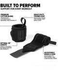 18 Inch Wrist Wraps For Weightlifting And Powerlifting With Thumb Loop, showcasing premium cotton blend and adjustable hook and loop