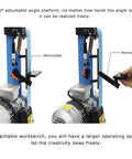 Heavy Duty Vertical Belt Sander 1500 Watt Belt Grinder And Polisher For Quick Change Sandpaper And Precision Finishing Rock Solid 220 Volt Shop Workhorse with adjustable platform