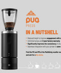 Next Level Automatic Espresso Tamper With Adjustable Tamping Pressure And Totally Dead Nuts Consistent Level Calibration For Mahlkonig E65 Grinders Smooth 58MM Barista Gear in black with bean hopper.