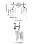 Chrome Two Light Bathroom Fixture With Clear Glass Wall Mount Sconce dimensions