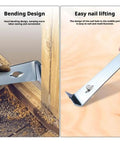 Heavy Duty Flat Pry Bar With Nail Puller, Forged Carbon Steel Utility Bar with Curved Claw and Right Angle Tip in use