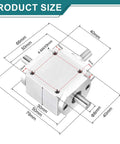 Dimensions of 90 Degree Bevel Gearbox 1 To 1 Right Angle Gearbox With Dual Output Shafts 20 Tooth Bevel Gear 8mm Shaft Aluminum Frame