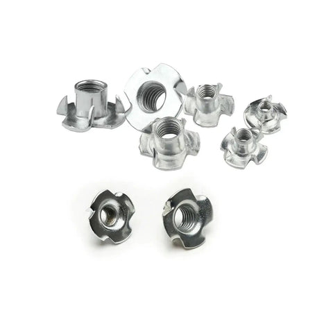 Four Claws T Nuts Blind Tee With Prongs For Speaker And Furniture M6x8mm Heavy Duty Wood Fasteners shown in various angles