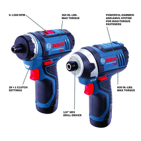 12V Max Cordless Two Tool Combo Kit With Pocket Driver And Impact Driver Two Speed Control Lightweight Design Includes Two 2Ah Batteries