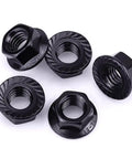 Heavy Duty M8 1.25 Hex Serrated Flange Nuts 304 Stainless Steel Black Oxide Finish Tough As Nails Grip For Automotive And Home Garage Diy Projects 20 Pack on a white background.