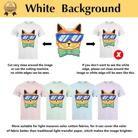 Process of applying Upgraded Iron On Heat Transfer Paper for T Shirts 20 Sheets 8.5x11 on light fabric using inkjet printer.