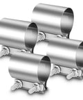 Four Piece 2.5 Inch Exhaust Clamp Set Stainless Steel 304 Quick No Weld Butt Joint Band Sleeve Coupler For Pipes And Mufflers Reusable Exhaust Clamp Kit For Catalytic Converters And Connectors