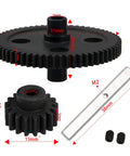 Beefy Metal Spur Diff Main Gear 62T And 17T Pinion Set, steel, 51mm, 15mm diameter, with shaft, for WLtoys 12428 12423 RC Crawler Car