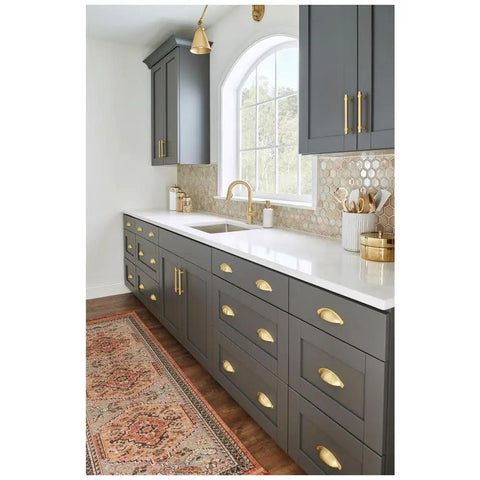 Premium Lyon Cabinet Pull With Brushed Oil Rubbed Bronze Finish Heavy Duty Pro Grade Drawer Handle on modern kitchen cabinets.