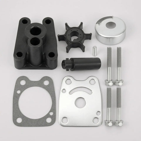 Industrial Water Pump Repair Kit With Impeller Assembly For Marine Outboard Motors 2 Stroke 4 Kilowatts Includes Replacement Components To Refresh Cooling System And Keep Your Marina Workshop On Point., impeller kit with housing, gaskets, cover, and bolts