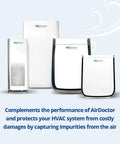AirDoctor air purifiers in various models showcasing design to complement HVAC systems and capture air impurities
