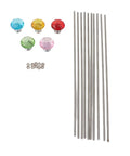 Stainless Steel M4 Threaded Rods And Nuts Kit With 5 Knobs 10 Rods And 10 Hex Nuts For DIY Fairy Garden Stakes Craft Projects And Easy No Fuss Industrial Repairs, rods and colorful knobs