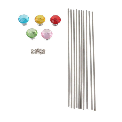 Stainless Steel M4 Threaded Rods And Nuts Kit With 5 Knobs 10 Rods And 10 Hex Nuts For DIY Fairy Garden Stakes Craft Projects And Easy No Fuss Industrial Repairs, rods and colorful knobs