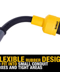 Must Have Conduit Line Puller Attachment Kit For Wet Dry Vacuum Accessories Featuring Flexible Rubber seals, yellow tip and black rubber hose for tight areas.