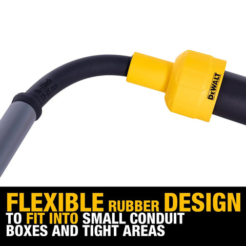 Must Have Conduit Line Puller Attachment Kit For Wet Dry Vacuum Accessories Featuring Flexible Rubber seals, yellow tip and black rubber hose for tight areas.