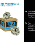 Front Wheel Bearing And Hub Assembly Set For 09 15 Mitsubishi Lancer Models Ralliart Evo MR GSR SE 2 Piece Front Left And Right Replacement Kit For DIY Friendly Install And Smooth Quiet Driving with packaging.