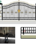 Heavy Duty 1.5 Inch Swivel Caster Gate Wheel Flat Free Polyurethane Roller With Retractable Spring Shock Absorber mounted on a decorative metal gate.