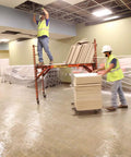 Workers using Heavy Duty Carpet Shield Film 36 Inch By 500 Feet 2 Mil Tear Resistant Masking Film Keeps Rugs Protected From Spills Dirt