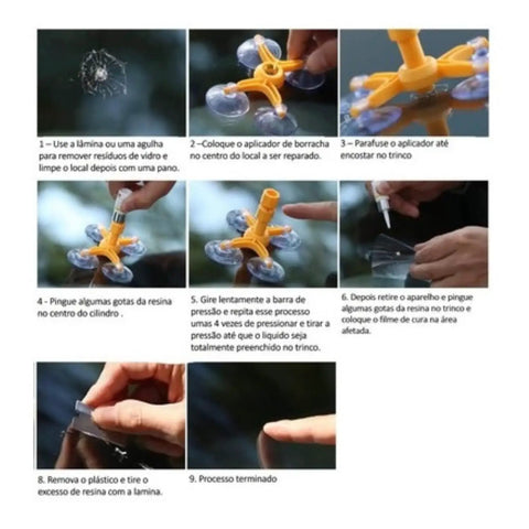 Step-by-step guide using DIY Windshield Chip And Crack Repair Kit For Cars, Easy To Use Auto Glass Repair Tools Set For Quick Fixes