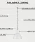 BoostArea White Pendant Light Kitchen Island, Modern Pendant Light Fixtures with adjustable length buckle and iron chain link.