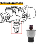 Brake fluid pressure sensor; metal threaded end with hex nut, shown in installation location diagram.