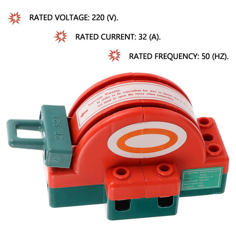 Visible Disconnect Knife Switch 32A 220V DPDT with semicircular design, plastic and copper materials, for industrial safety
