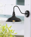 Outdoor Gooseneck Barn Light With Dusk To Dawn Sensor Matte Black Exterior Wall Mount Fixture For Porch Patio And Garage 2 Pack