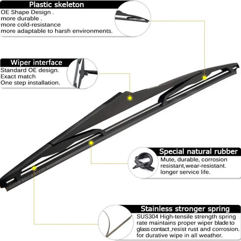 Badass Off Road Rear Wiper Arm And Blade Kit For Jeep Wrangler JK 2007 2017, detailed view with special features highlighted.