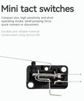 Mini tact switch with long hinge lever, compact design, durable material, suited for 10 Pack Lead Limit Switch With Long Hinge Lever SPDT 1NO 1NC Snap Action Micro Switch V153 1C25 Built Tough Heavy Duty 15A 125 250VAC 0.6A 125VDC 0.3A 250VDC applications.
