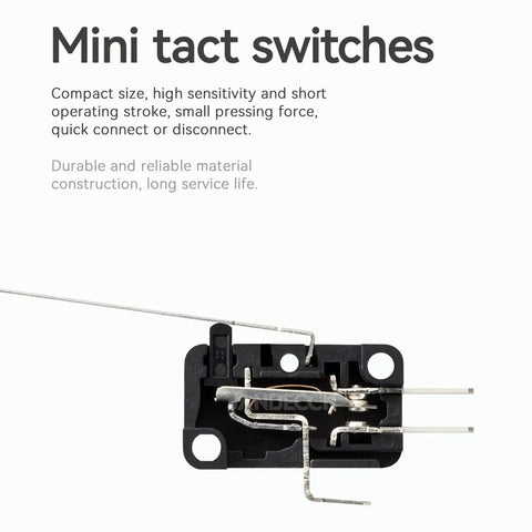 Mini tact switch with long hinge lever, compact design, durable material, suited for 10 Pack Lead Limit Switch With Long Hinge Lever SPDT 1NO 1NC Snap Action Micro Switch V153 1C25 Built Tough Heavy Duty 15A 125 250VAC 0.6A 125VDC 0.3A 250VDC applications.