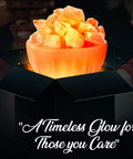 Natural Salt Lamp With Massage Bowl Design, Crystal Salt Chunks, Dimmer Cord, Classic Wood Base, displayed in gift box