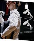 Two Pack Epee Socket Replacement Tool Durable Stainless Steel Stand for fencing training with fencer in white uniform