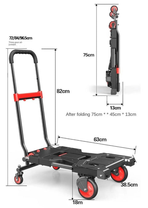 Heavy Duty Folding Flatbed Hand Truck With Convertible Cart Mode For Home And Job Site Use Portable Trailer Transporter For Shopping And Moving Rugged Easy Fold Compact Storage, folding 63cm flatbed