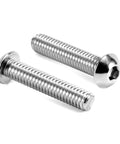 Top Shelf 1/4 20 X 1 1/2 Inch Button Head Socket Cap Bolts 20 Pack 304 Stainless Steel Rust Resistant Screw Set With Hex Wrench For No Sweat Assembly And Beast Grade Job Sites Today, two button head bolts, stainless steel.