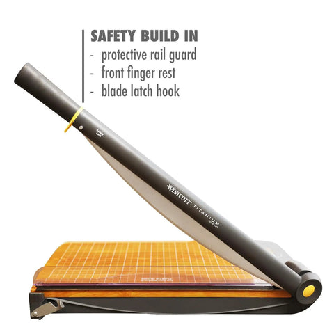 Heavy Duty 12 Inch TrimAir Wood Guillotine Paper Cutter With 30 Sheet Capacity And Titanium Bonded Blade with safety features