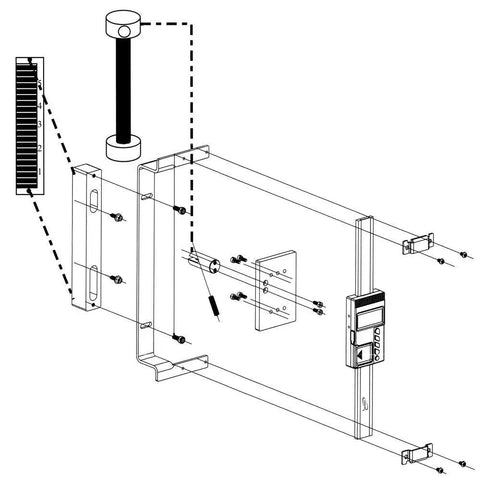 Diagram of Digital Readout DRO And Quill Kit Mounting Bracket for Bridgeport Type Mills, showing assembly with large LCD display.