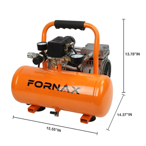 Fornax 2 Gallon Oil Free Portable Air Compressor With Ultra Quiet Design For Tire Inflation Auto Repair And Spray Painting At Up To 125 Psi Max Pressure And Fast Recovery Times For Effortless Project Completion