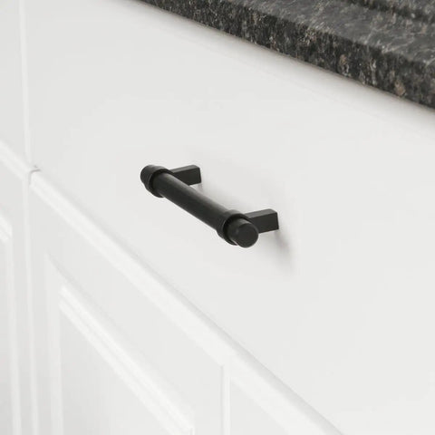 Flat Black Straight Bar Cabinet Handles Set 6.63 Inch Length With 5 Inch Hole Center No Fuss Pro Kitchen Cabinet Pulls Sturdy Steel