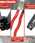 Heavy Duty Carbon Steel CV Boot Clamp Plier Built Tough With Rock Solid Grip For Smooth Universal Drive Shaft Joint Crimping Knockout Garage Essential For Fuel Hoses Cooling Lines And Vacuum Tubes Red Edition showing strong jaws and plastic-coated handle.