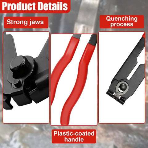 Heavy Duty Carbon Steel CV Boot Clamp Plier Built Tough With Rock Solid Grip For Smooth Universal Drive Shaft Joint Crimping Knockout Garage Essential For Fuel Hoses Cooling Lines And Vacuum Tubes Red Edition showing strong jaws and plastic-coated handle.