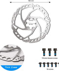 RUJOI MTB hydraulic disc brake rotor, 160 mm diameter, silver with mounting holes; includes T25 screws and six bolts